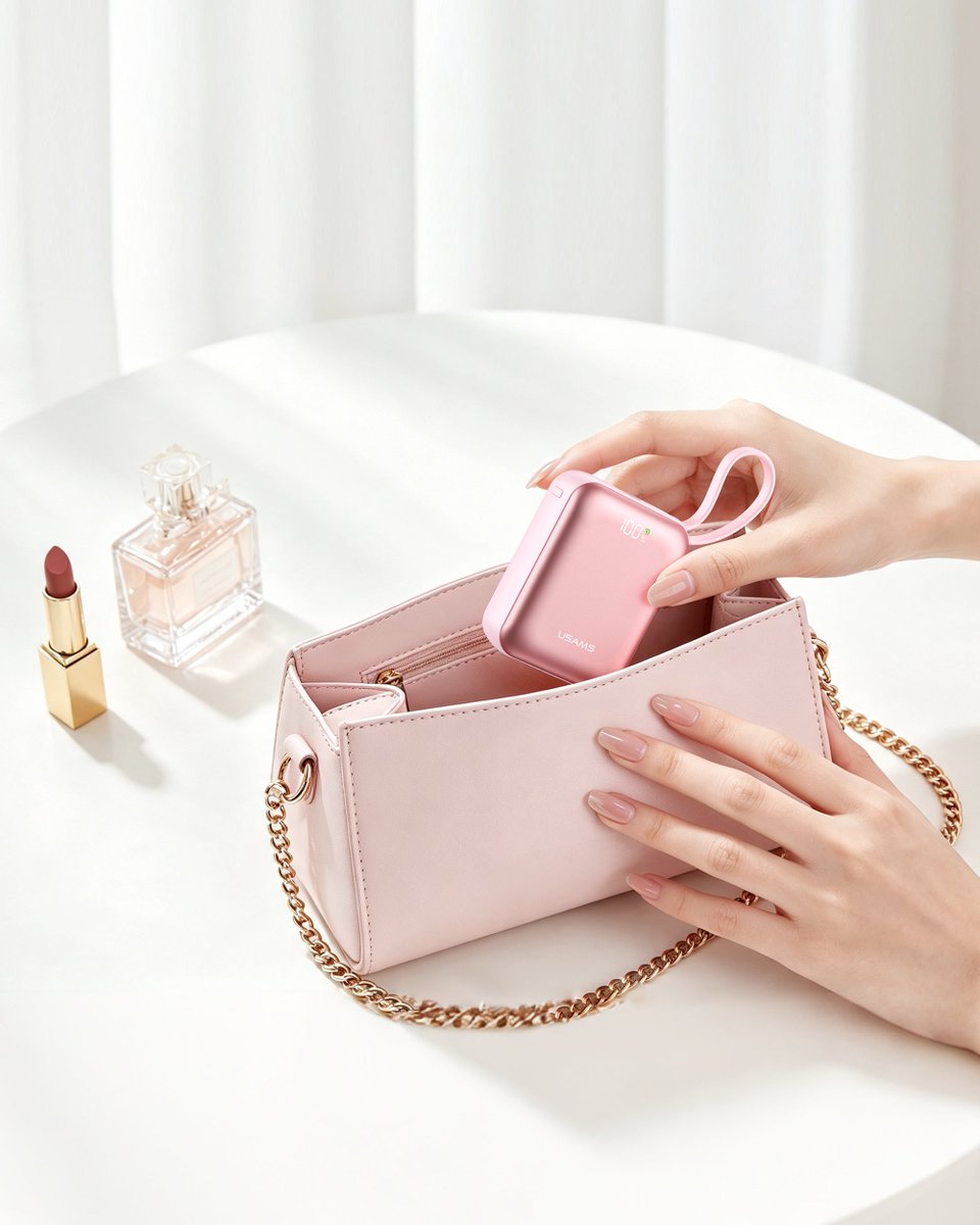 USAMS_GLOBAL's tweet photo. Slide it into your mini bag👜⚡️
No bulk, keeps your phone juiced 🔋. 
#usams #PowerBank https://t.co/BQFwFjAcLu