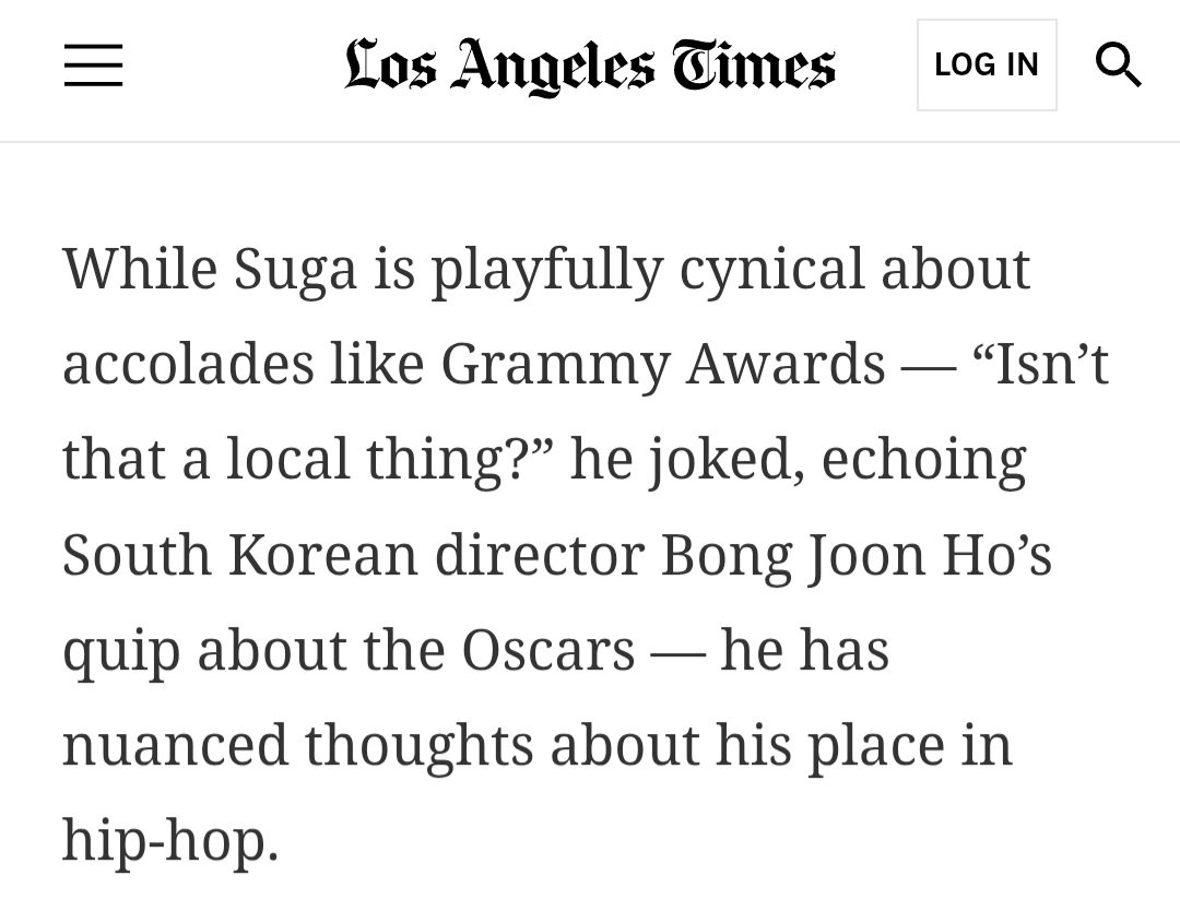 sakinayoongi's tweet photo. Yoongi: grammy awards isn't that a local thing? https://t.co/PoBTHtAjMC