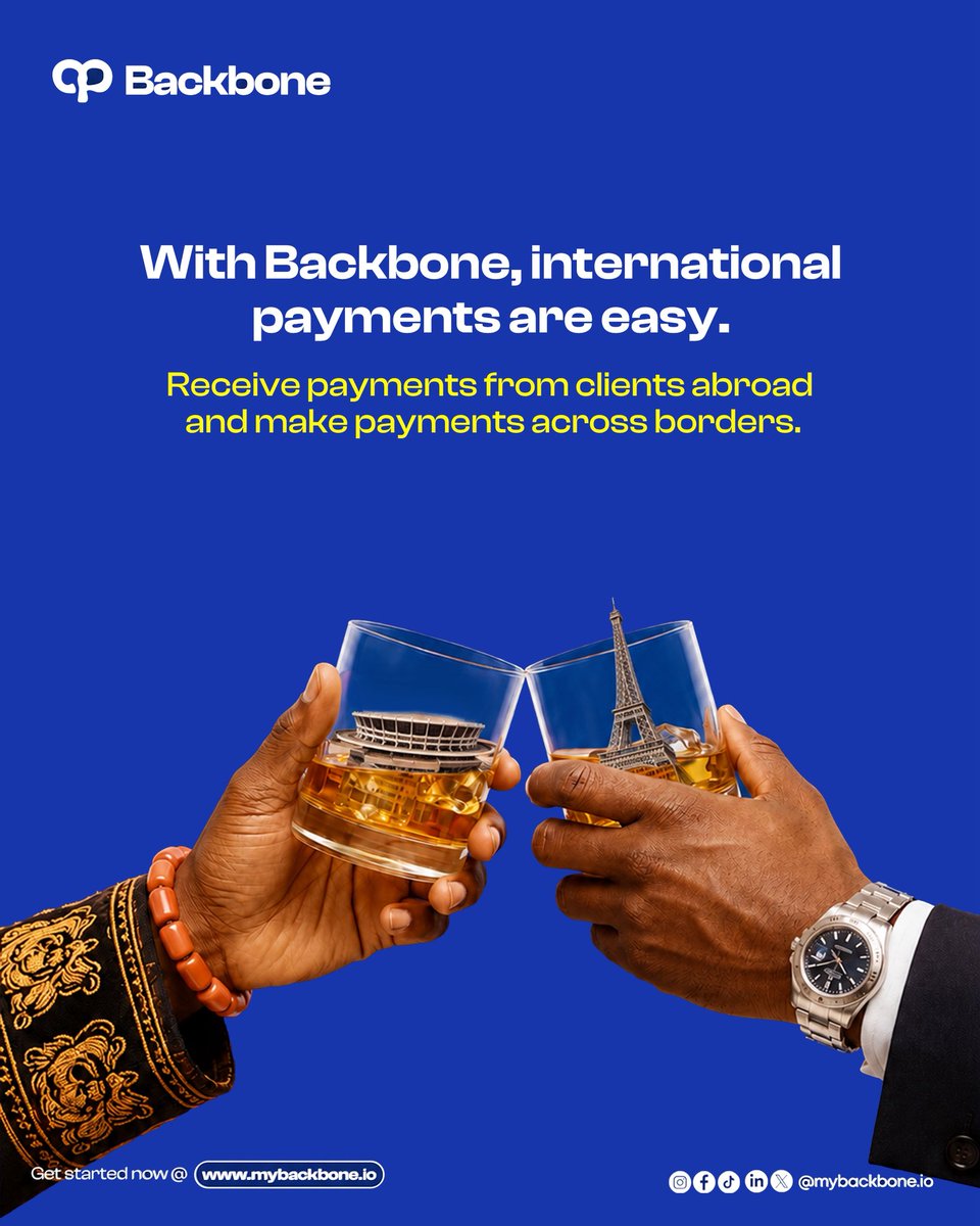mybackbone_io's tweet photo. Don’t let payment barriers cost you global opportunities.
Get paid across borders with ease.
Link in bio.
#Mybackbone
#Crossborderpayment
#Fastandsecure
#Businessowners
#Fintech https://t.co/Ononjfe9mC