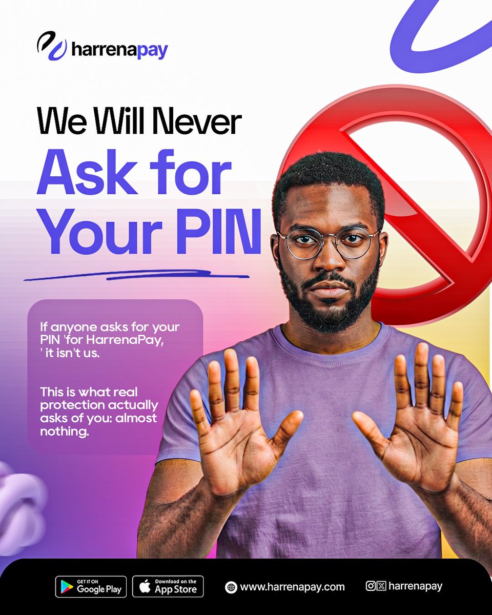 harrenapay's tweet photo. HarrenaPay will NEVER ask for your PIN, password, OTP, or full card details.

If someone does, it’s not us.

Protect your account. Protect your money.

📲 Download HarrenaPay or visit https://t.co/cx92eSKqDv

#HarrenaPay #ScamAlert #StaySafe https://t.co/2xO494AQs6