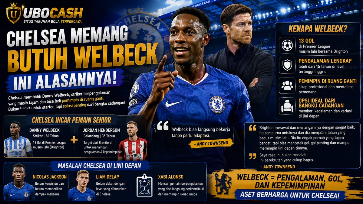 ubocash's tweet photo. #UBOCASH ๐ตChelsea dikabarkan mengincar Danny Welbeck. Di usia 36 tahun, pengalaman, kepemimpinan, dan ketajamannya dinilai bisa menjadi solusi di lini depan The Blues. โฝ๐ฅ
#Chelsea #PremierLeague #DannyWelbeck
๐๐๐
https://t.co/Uud4vAttTO
๐๐๐
https://t.co/6VgMLIX4oA https://t.co/vhMmiRD7EM
