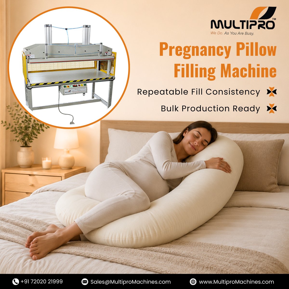 MultiproMachine's tweet photo. Consistent filling. Reliable packaging. 🏭

The Pregnancy Pillow Filling Machine ensures uniform fibre filling, stable compression, and efficient high-volume production.

More: https://t.co/mTIICgJKJ8

#MultiproMachinesPvtLtd #MultiproMachines #PregnancyPillowFillingMachine https://t.co/mPIhh3xFoB