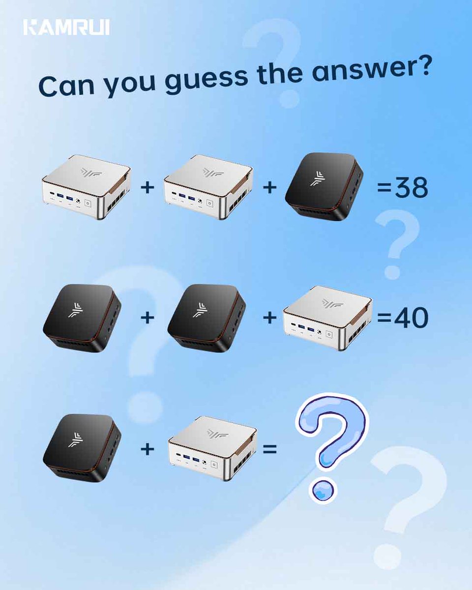 kamrui_minipc's tweet photo. Logic challengeβ¦ we're ready! π§
Can you crack this number puzzle and find the hidden answer?
Drop your answer in the comments and let's see who's the quickest!
#kamruipc #kamruiminipc #computer #minicomputer https://t.co/J7XWD5vVXf