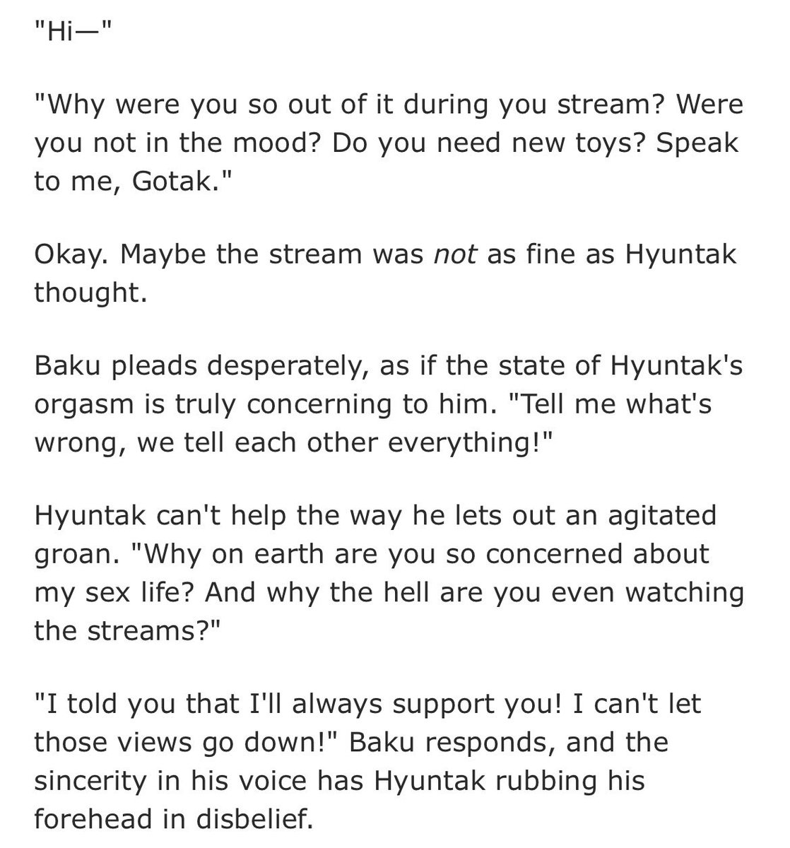 Fissuredo's tweet photo. The seongtak fic where Gotak is a camboy is so fucking funny specifically because Baku WOULD do ts https://t.co/OfBlwWJE5Q