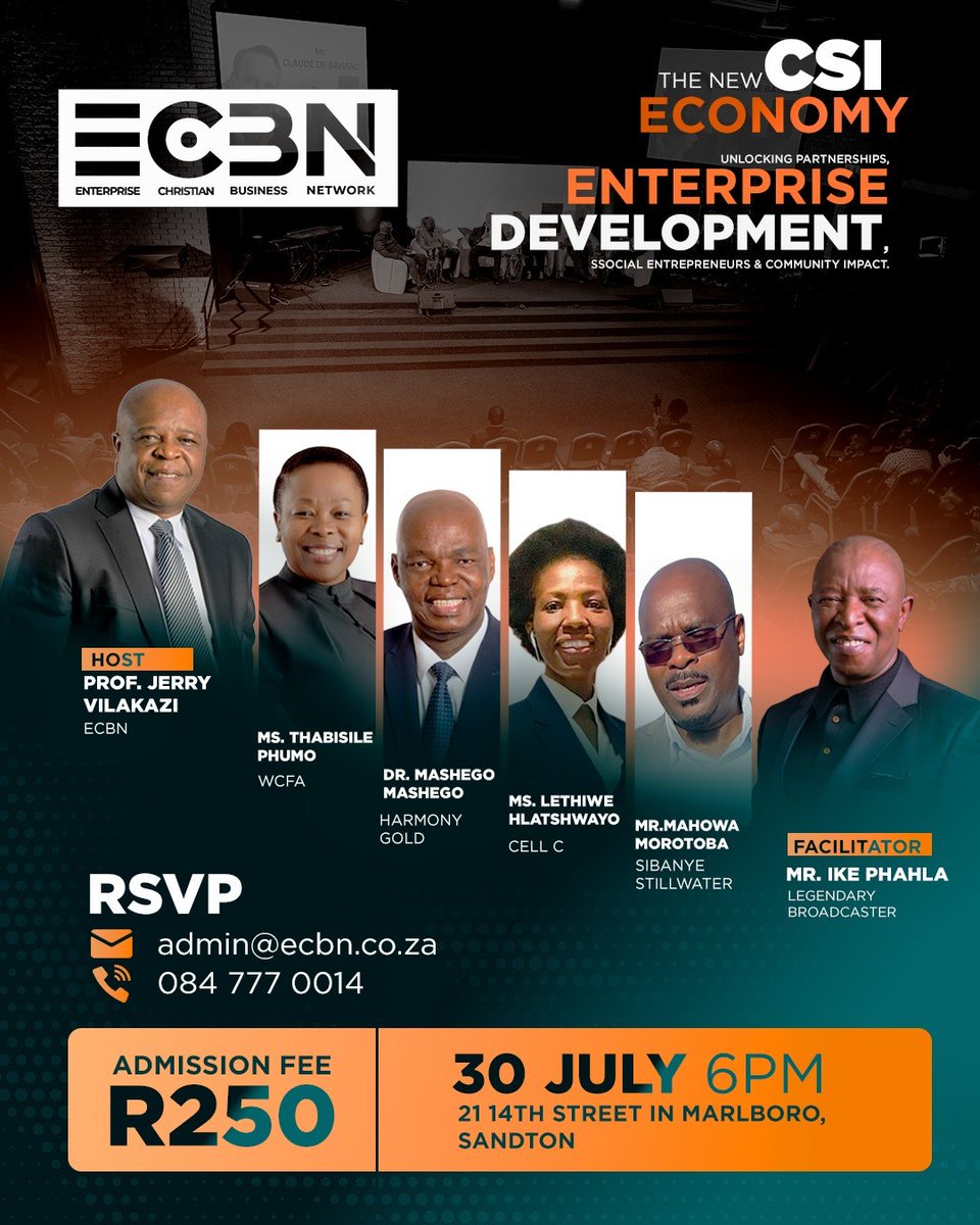 10bthembi's tweet photo. Tomorrow is the day. If you are in Johannesburg come hear for yourself what seasoned experts have to say about CSI and Enterprise Supplier Development.

As an entrepreneur you want to be in rooms like this.

Registration link
https://t.co/t9ewdEyyZJ

Looking forward to seeing you https://t.co/3JHJbsiTsX
