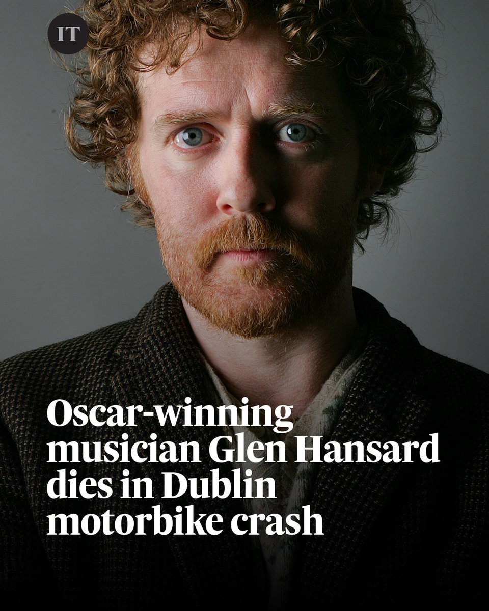 IrishTimes's tweet photo. Oscar winner Glen Hansard, who found fame after starring in The Commitments and with his band The Frames, has been killed in a motorcycle crash in Co Dublin.

Hansard (56) died following a single-vehicle crash at the Strawberry Beds, Lucan, just before 4.30am.

Read: https://t.co/KZ7eHsnhJn