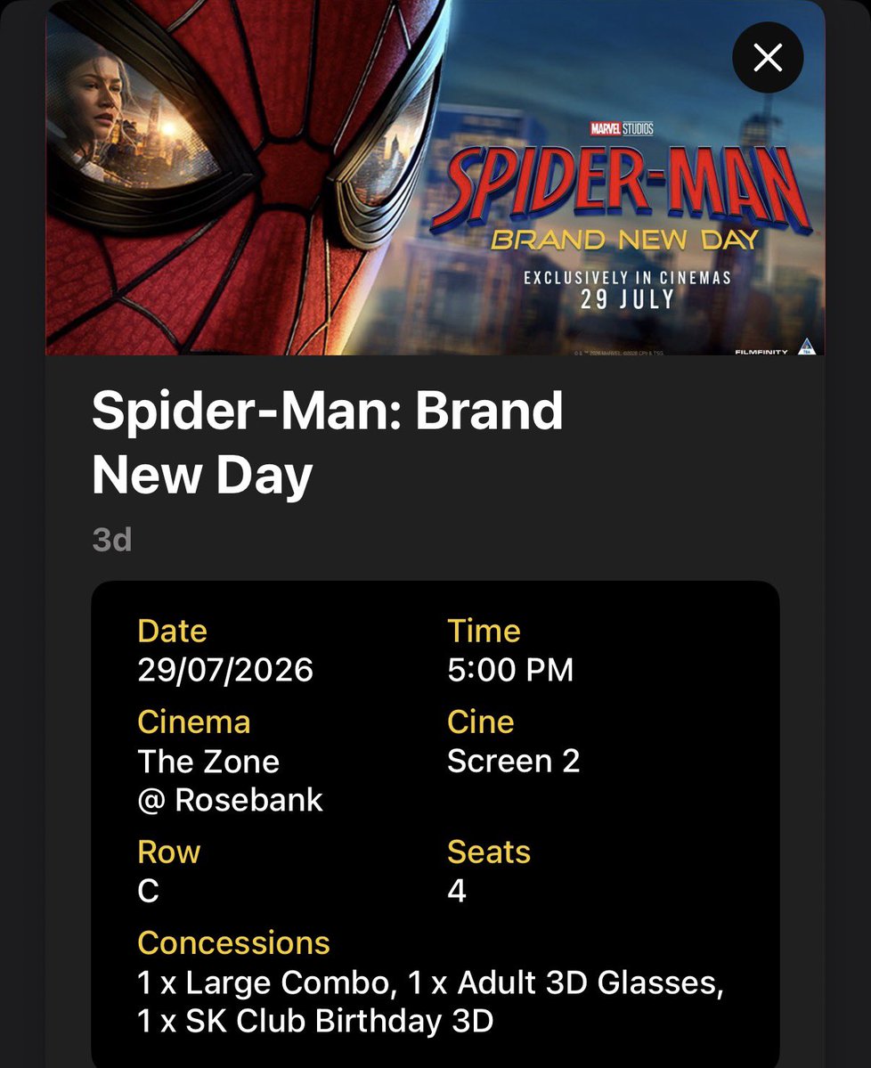newton_mmi's tweet photo. free spider-man ticket as a birthday gift?😭🕷️🕸️ @sterkinekor you'll forever be goated😭❤️❤️❤️❤️ https://t.co/A2pFhxNzGv