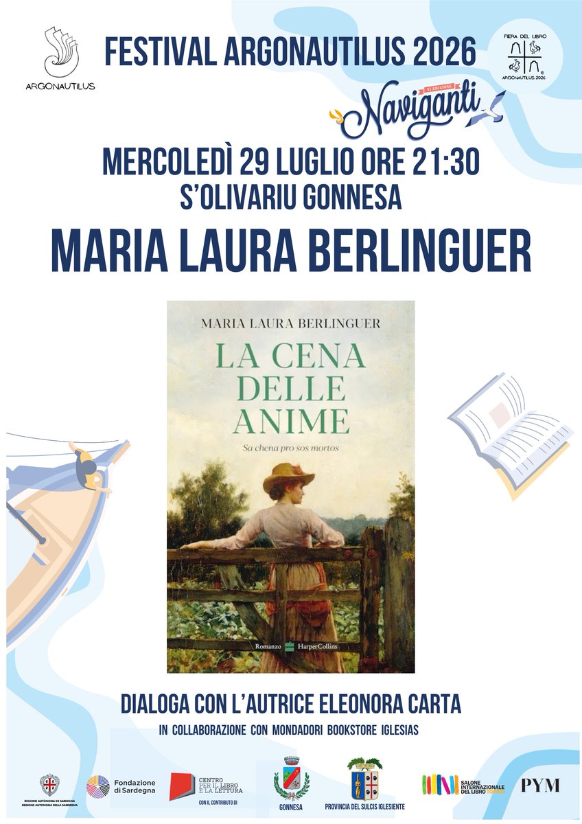 visitgonnesa's tweet photo. Questa sera 29 luglio Parco Urbano S'Olivariu Gonnesa: Maria Laura Berlinguer "La cena delle anime"
ore 21:30 Ingresso Libero! https://t.co/BOw9QOvph8