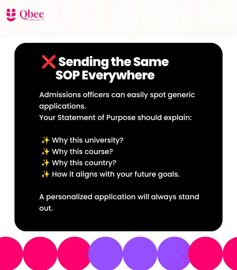 Qbeegroup's tweet photo. Here are some of the most common ways students unknowingly hurt their chances and, more importantly, what you can do instead. 

📩 Need help with your applications or study permit process? Send us a DM. Let’s help you put your best application forward. (1)
#studyabroad https://t.co/jFW9IclRwH