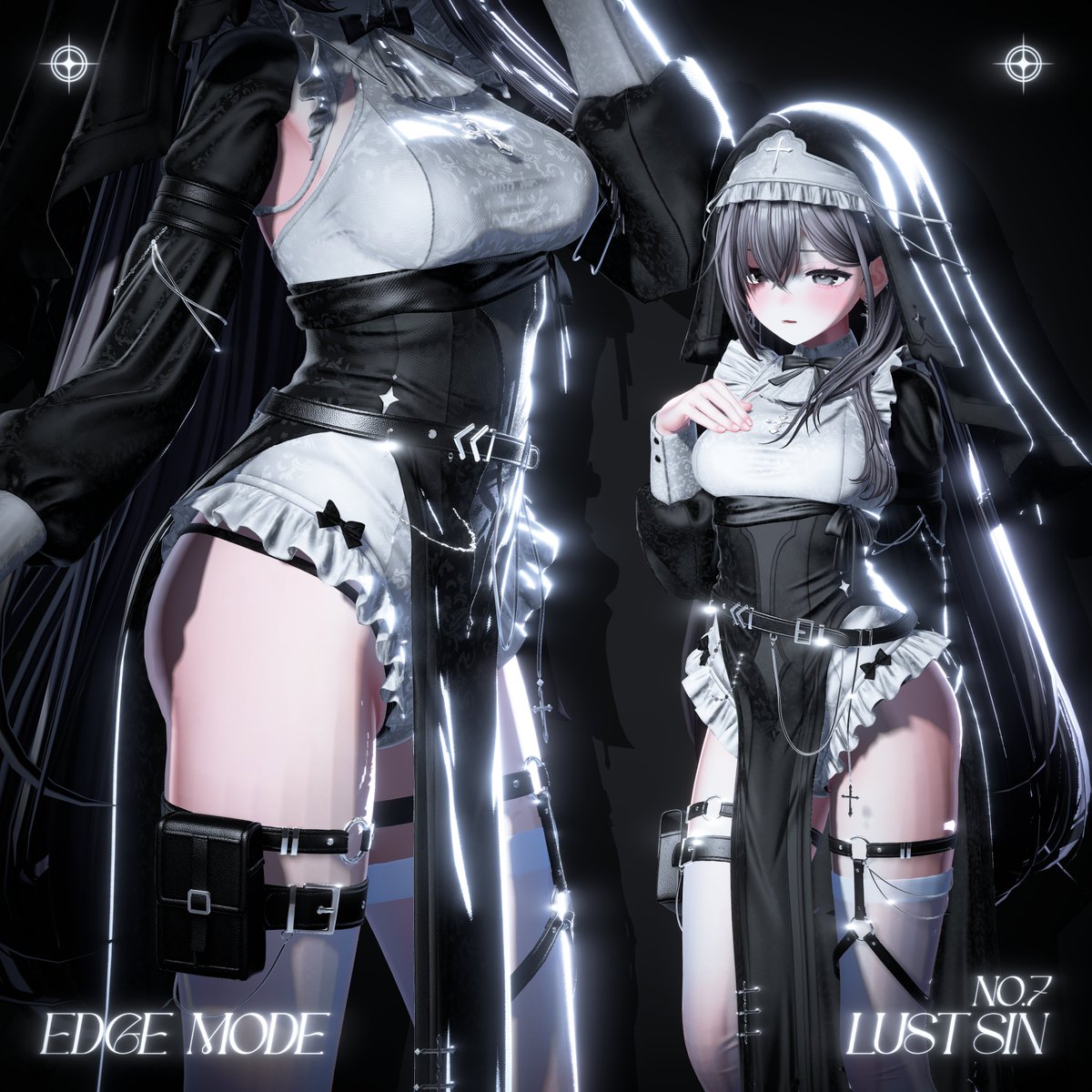 edge_mode's tweet photo. 🖤『LUST_SIN』公開中✝️✨

🔗 https://t.co/TgUdavqOeO

🎉**発売初日限定セール開催予定！**🎉

⭐️フルパック 990円⭐️

通常では考えられない特別価格でご購入いただけます✨

通常インナー・シアーインナー・ボディスーツを自由に組み合わせ、
清楚なシスターから妖艶なスタイルまで、お好みの雰囲気をお楽しみください🖤

**発売と同時にRTキャンペーンも開催予定です！**🎁
ぜひメインツイートからご参加ください✨