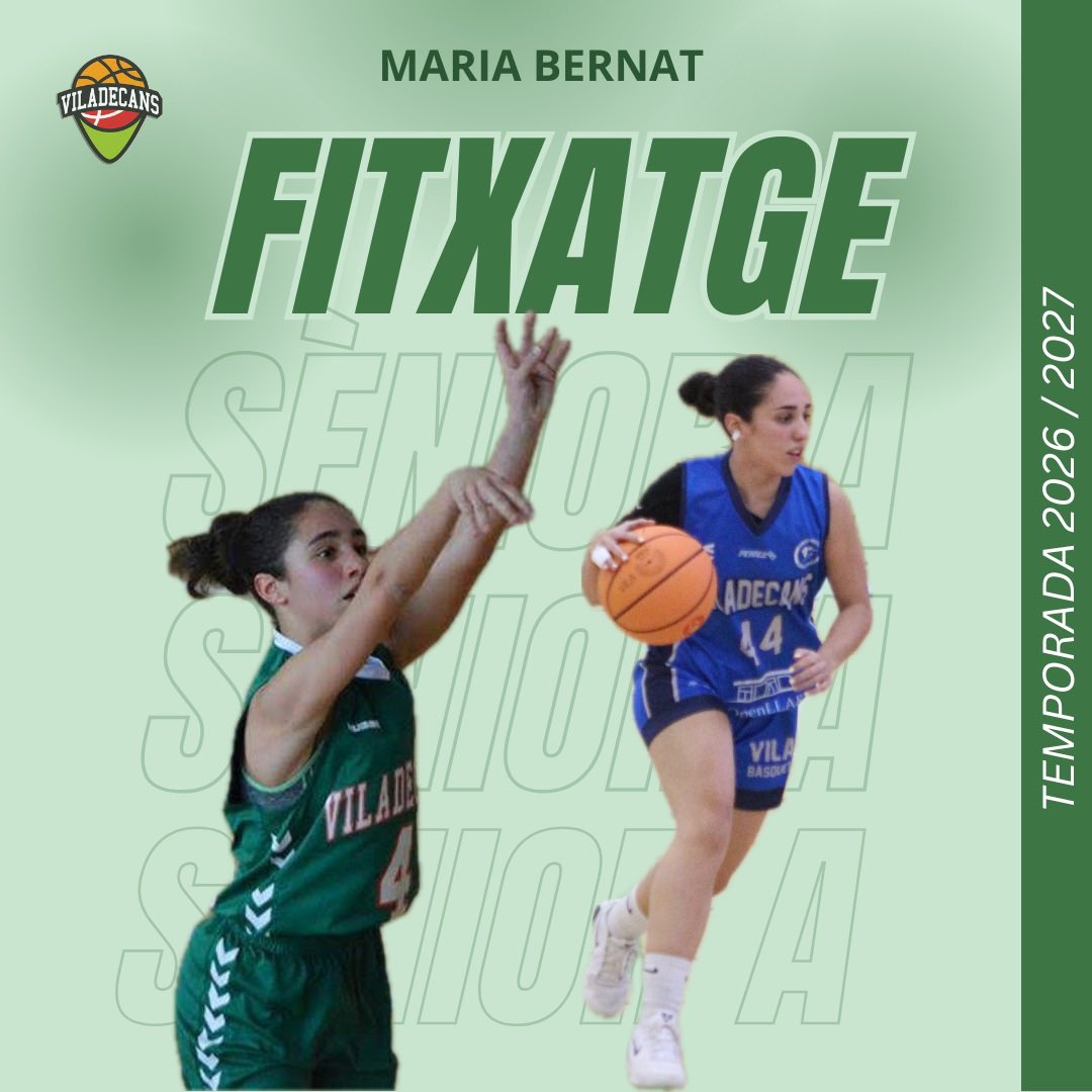 CBViladecans's tweet photo. ✍🏼 FITXATGE | MARIA BERNAT

La Maria torna a casa! 🏀Després de formar-se al club, torna a casa per reforçar el nostre Sènior Femení. 

Estem molt contents de tornar-te a veure defensant els nostres colors. 💚🤍 #uvus #sèniorafemení https://t.co/2fJkY8ZIxX