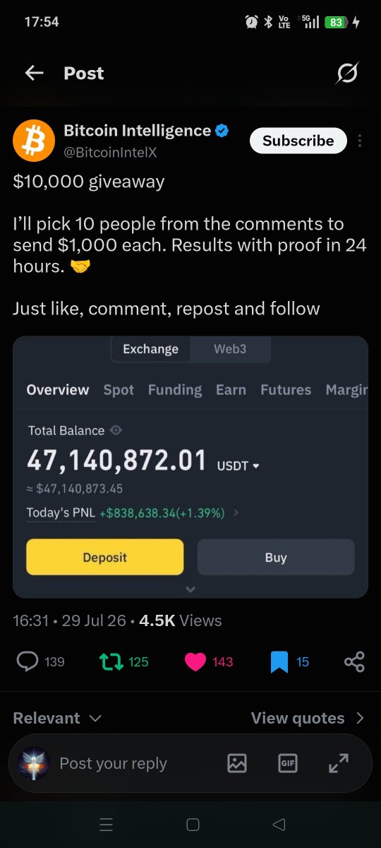 MartinMidal's tweet photo. @BitcoinIntelX Done

bc1qpp8as745h33pj6fpwjn5dyc0zqjhejg9kfzexs https://t.co/u5zdSkHByv