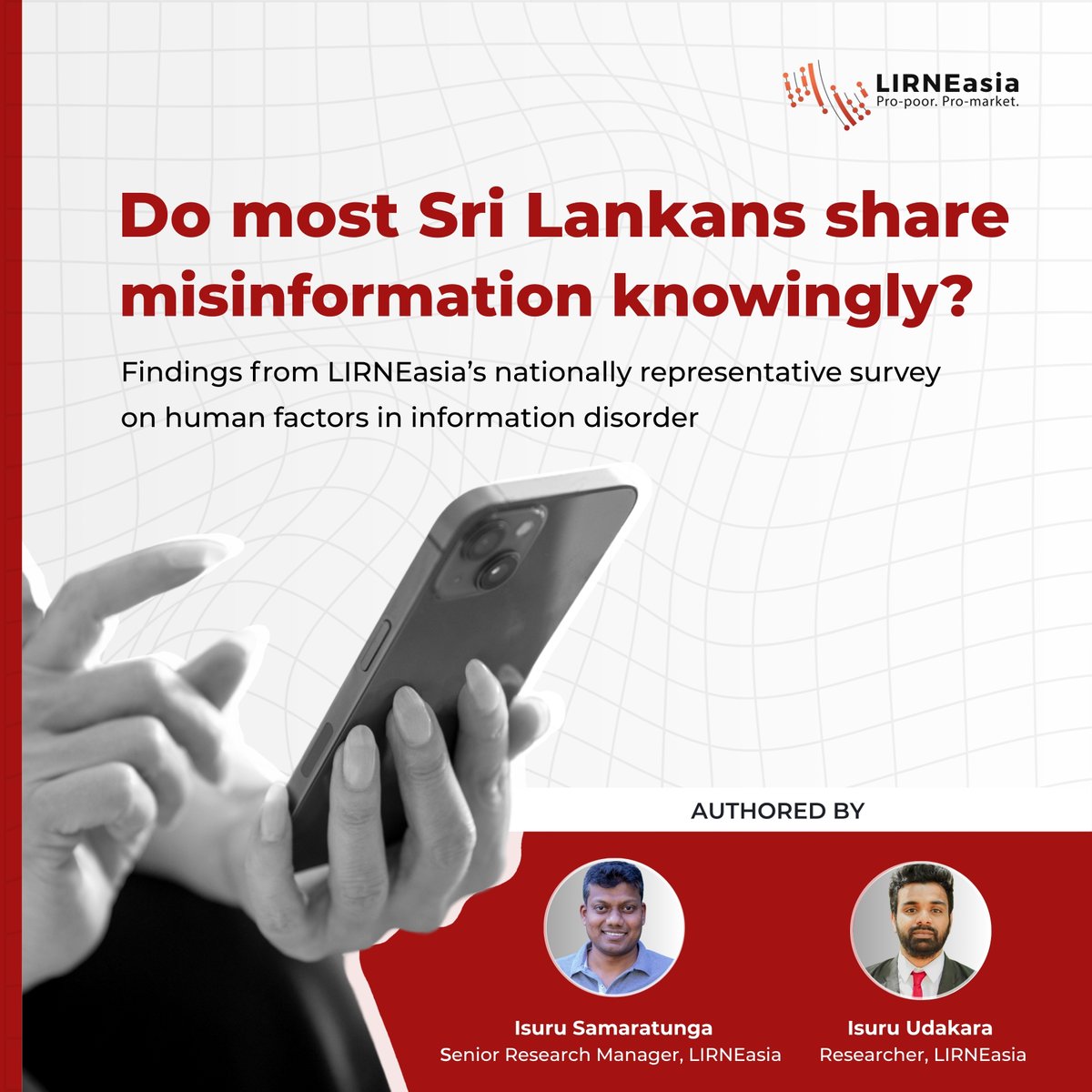 LIRNEasia's tweet photo. In today’s digital landscape, misinformation spreads rapidly across social media and messaging platforms, influencing public opinion and shaping conversations. Understanding how and why people encounter, verify, and share false information is critical to addressing these challenges.

To explore these human factors in information disorder, LIRNEasia conducted a nationally representative survey in Sri Lanka. The study spanned 150 Grama Niladhari divisions, the country’s smallest administrative units. A total of 2,610 respondents were surveyed, including 1,797 Sinhala news consumers and 813 Tamil news consumers, all aged over 18 and able to consume and comprehend news in their respective languages.

This article by LIRNEasia Senior Research Manager @Isusamaratunga and LIRNEasia Researcher @Isuru_yakandawl discusses key findings from the study on news consumption habits, including how people encounter, verify, and share information online.

Read the full article: https://t.co/xgpGnhmoKB

#InformationDisorder #Misinformation #NewsConsumption #MediaLiteracy #LIRNEasia