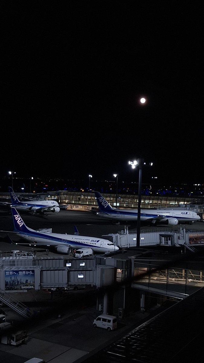 Dhiro49591899's tweet photo. 仕事終わりに羽田空港へ…✈️
今日は月が綺麗ですね～🌕 https://t.co/HHNL8EPbbV