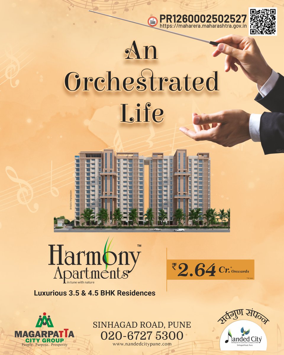 NandedCity_Pune's tweet photo. Embrace perfectly balanced spaces, calming greens, and a lifestyle designed to move beautifully with you. Harmony Apartments brings every note together. Welcome to the Orchestrated Life.

#HarmonyApartments #newproject #NandedCity https://t.co/v4G7SBhcJK