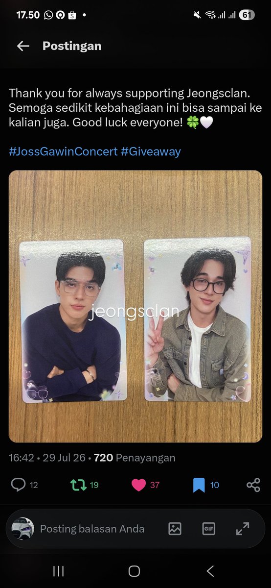 iraa1409's tweet photo. @jeongsclan Kak izin ikut..semoga aku juga bisa ketemu JG langsung ky kmu dan JGN lain yaa😭☝️cuma baru bisa nonton dilive nya aja 😔tpi suatu hari pasti bisa ngundang jossgawin ke rmh .mwhehhheh💪😭.cetas kali ini menang GA 🤲🧛‍♀️
#JossGawin 
#GUINZLY 
#JossGawinConcert https://t.co/LZXZXtg4qn