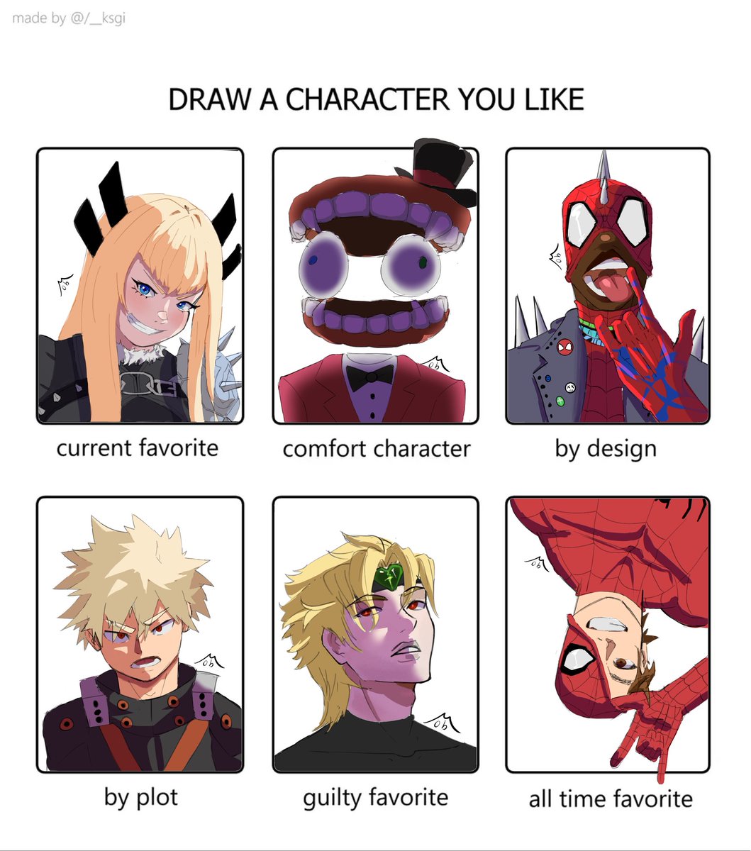 mobcantdraw's tweet photo. Had fun making this

#artmootsㅤㅤㅤㅤ #art #marvel #tadc #spiderman   #mha #jojo

(Reposted cuz spidey’s chest was wrong) https://t.co/IDpthXBbMx