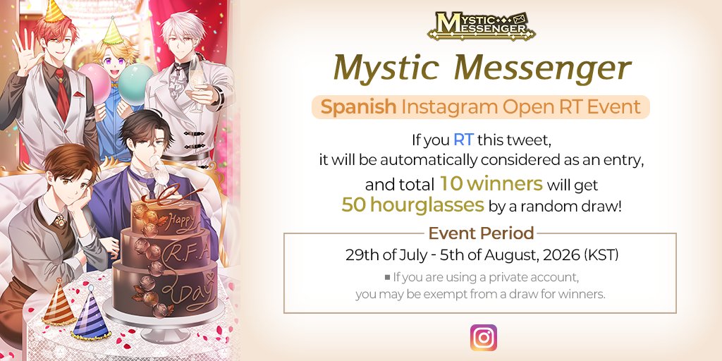 Cheritz_DL's tweet photo. The official Mystic Messenger Spanish-language Instagram account is now open! 🥰
🔗https://t.co/Idw2xuF370

RT this tweet for a chance to win Hourglasses! 💙 https://t.co/Sz4Kq7hWpb