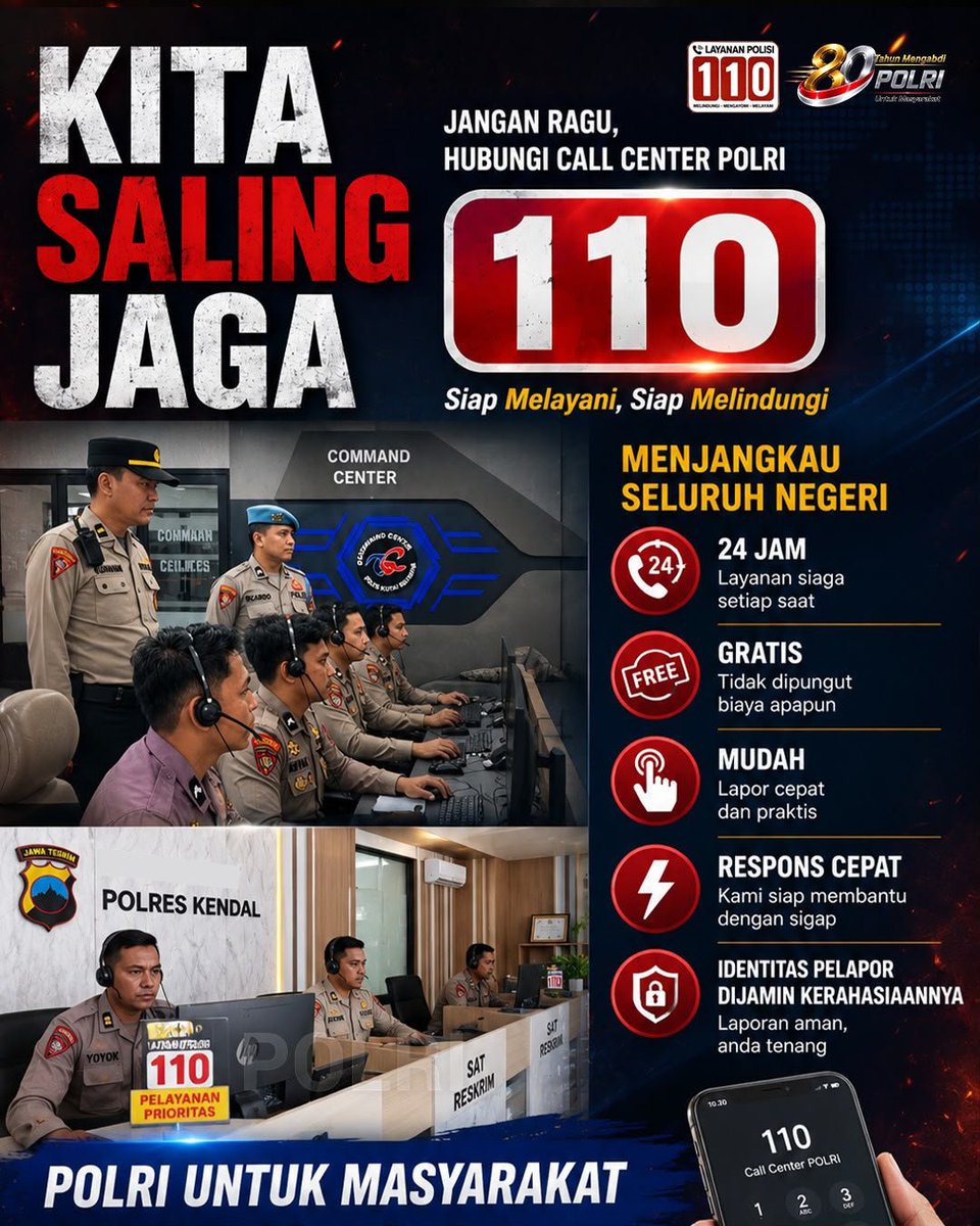 HumasResInhu's tweet photo. Keamanan adalah tanggung jawab bersama. Jika melihat, mengalami, atau mengetahui adanya gangguan kamtibmas, jangan ragu untuk segera menghubungi Call Center Polri 110. Terus berkomitmen Profesional Dalam Pengabdian untuk Masyarakat dengan #MempermudahPelayananPublik https://t.co/4f4bChLMFS