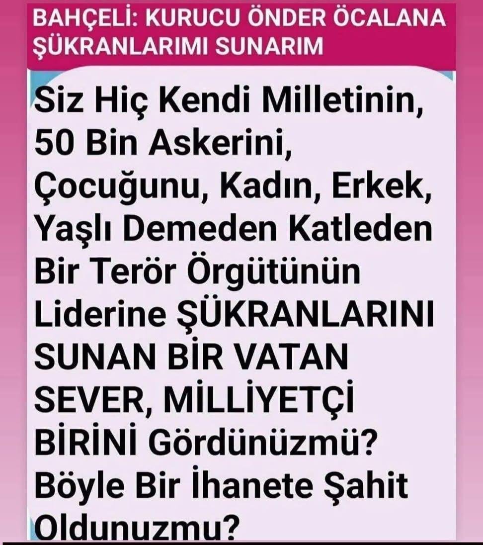 ATA_NUR1923's tweet photo. Değil Türkiye, dünya'da benzerini bulamazsınız. (Yamyam kabileleri dahil)....

Terör örgütünün liderine, şükranlarını sunan bir vatansever milliyetçi gördünüz mü ❓ https://t.co/YBI3d22jyS