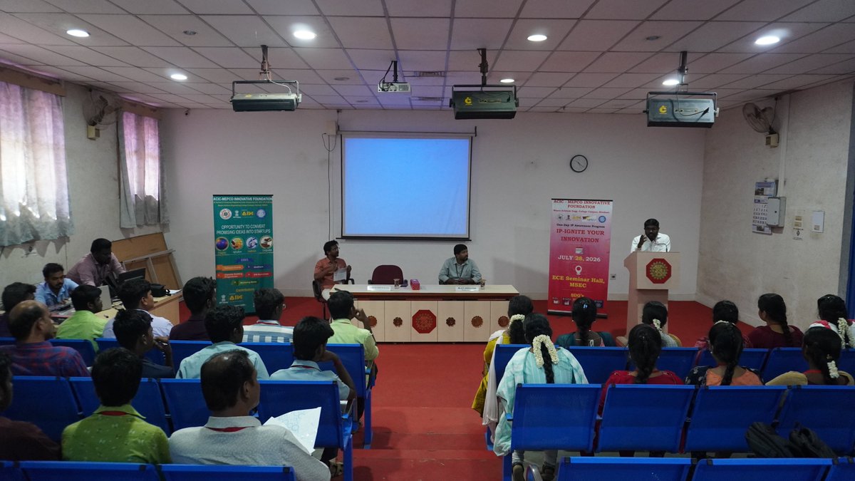 ACIC_MIF's tweet photo. ACIC-MIF conducted One Day IP Awareness Program on the title "IP-Ignite your Innovation" on 28/07/2026. Dr. Matheswaran Alagu/Technical Lead/Raaltech Solutions/Coimbatore inaugurated the event and delivered the Inaugural address to the Innovators. 60 Innovators attended. https://t.co/81Js0Lydpp