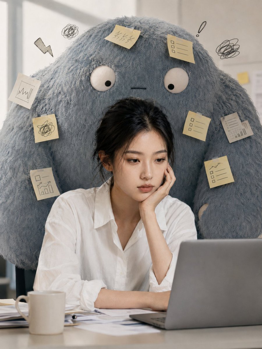 Workplace Anxiety Emotion Monster Portrait