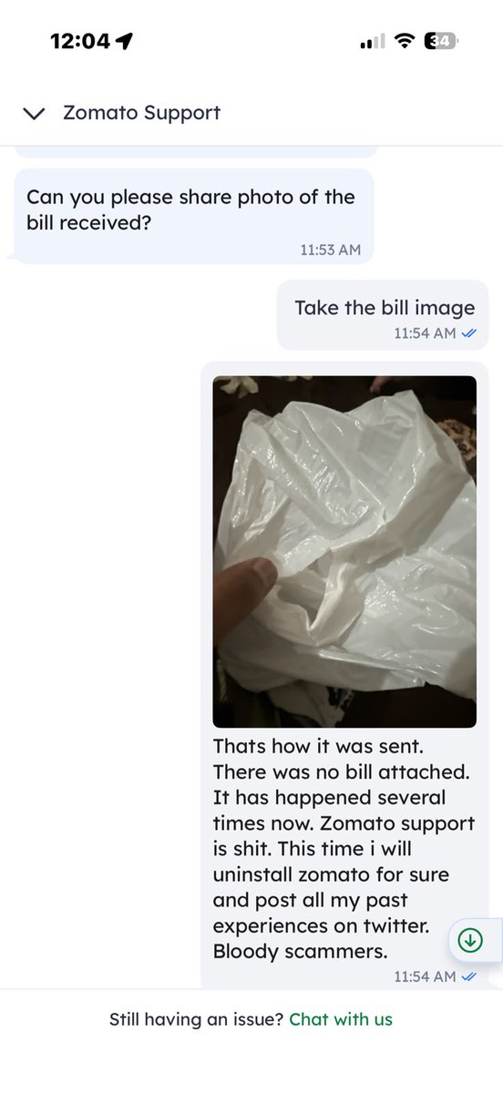 NitikaMehra10's tweet photo. @zomato zomato customer care not resolving my order issue despite issue being evident. https://t.co/FM7acAxQrH