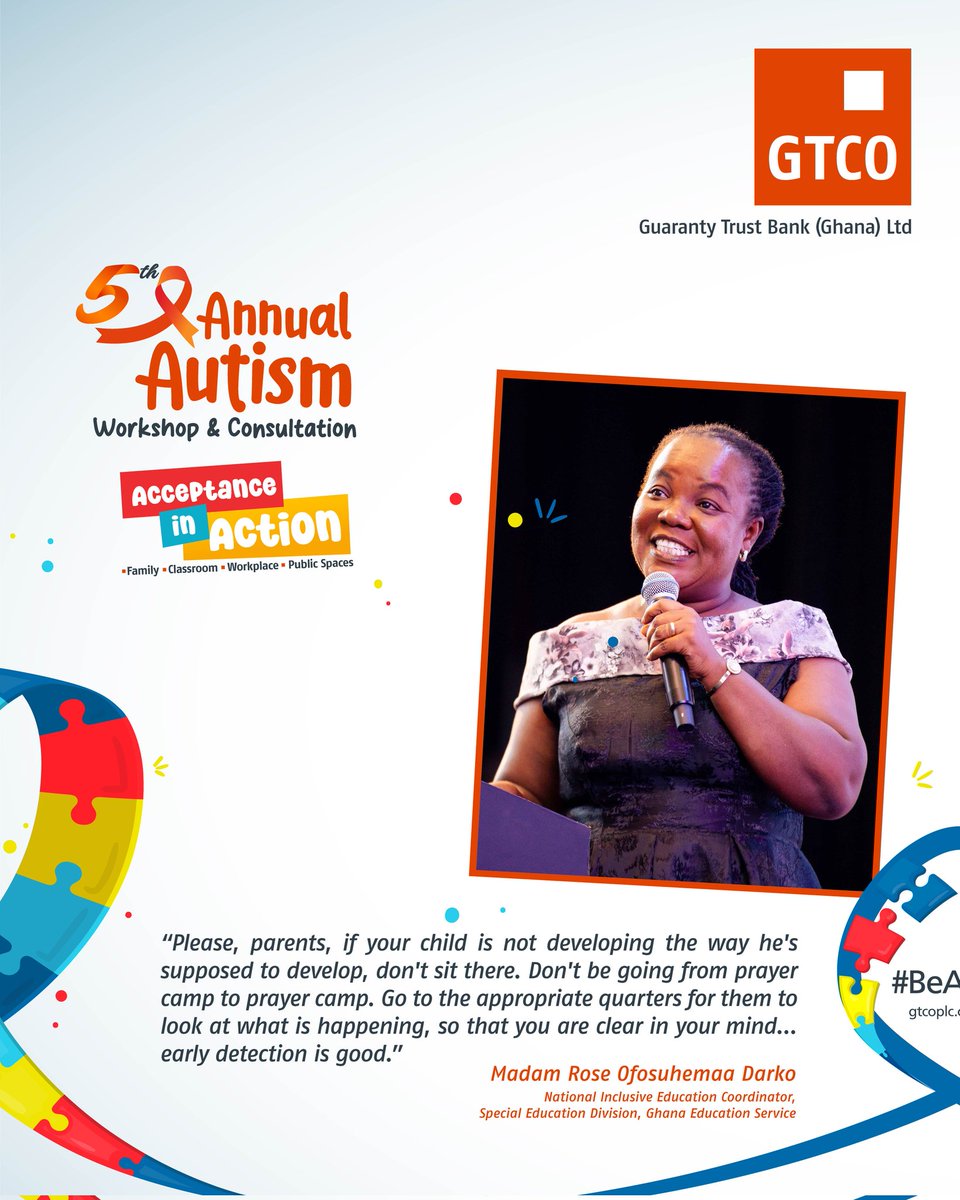 GTBankGhana's tweet photo. Let's recap some insightful snippets of wisdom shared by our facilitators last year. Watch this space for our speakers for this year! Have you registered? Do register here: https://t.co/QKwF1r2EFW
#BeAVoice #Autism #GTBankgh #CSR https://t.co/VPzma6ohCO