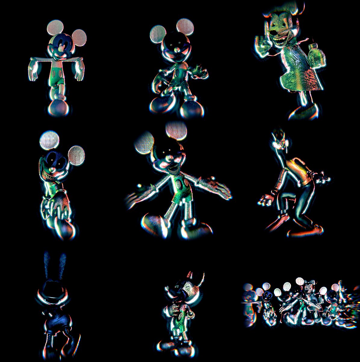 plasmanerfgun's tweet photo. the gangs all here! (sort of, idk who to do for big bendo) #pervertedmouse #fnati #oblituscasa #faker #redglove #majinsonic #takeabreather #photonegativemickey https://t.co/wKYgmPPWPj