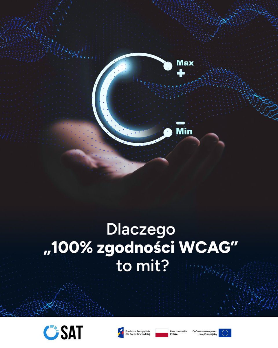 SAT_PDC's tweet photo. Czy można osiągnąć 100% zgodności z WCAG?
W praktyce ważniejsze jest inne pytanie: czy organizacja potrafi utrzymać zgodność w czasie?
👉 Dostępność cyfrowa to proces ciągły, a nie jednorazowa kontrola.

#WCAG #Accessibility #DigitalAccessibility #Compliance #EAA #DigitalQuality https://t.co/6qnNTSN0XP