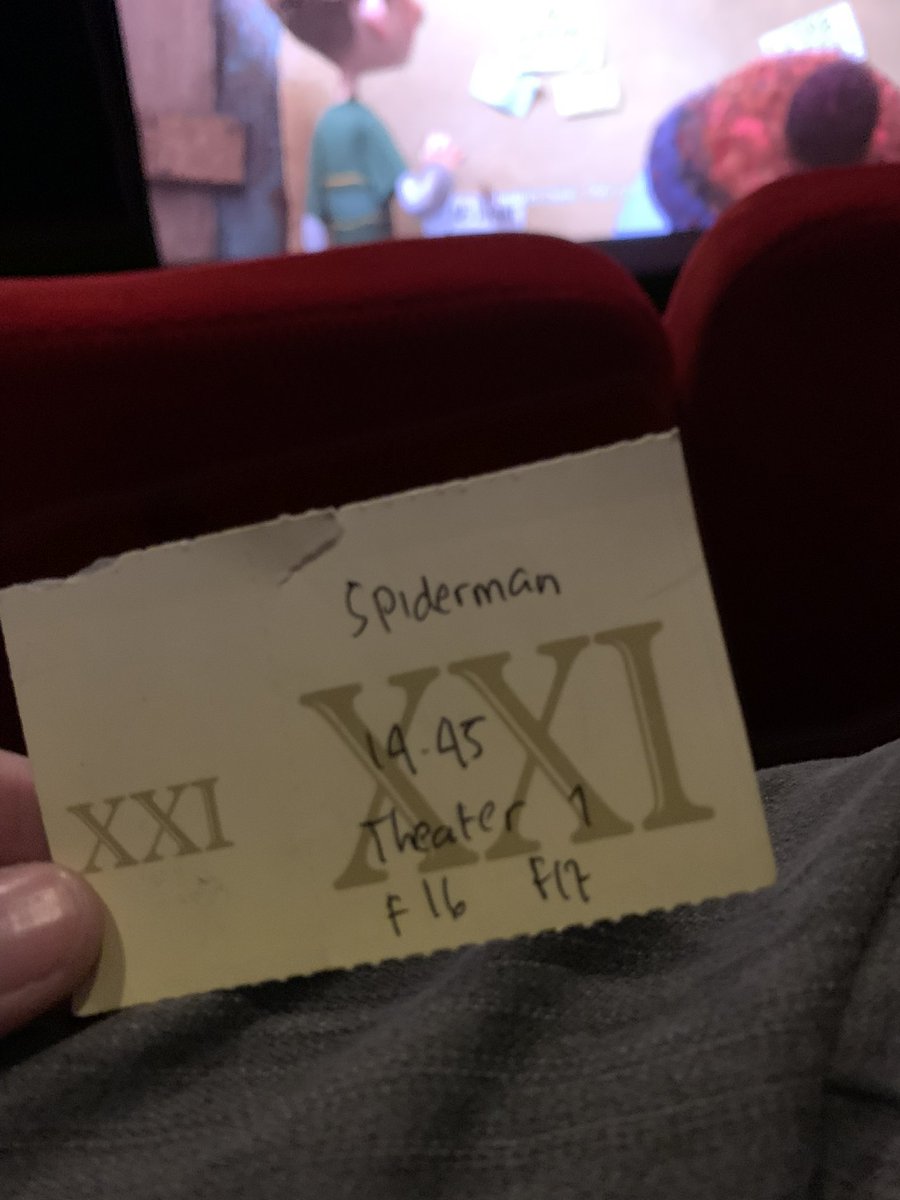 wavetomarsh's tweet photo. menolak lupa nonton spiderman no way home di kokas pas masih physical distancing ada kursi kosong sederet pas ditengah katanya udh dibooking gitu atau apalah. gua diem mikir. eh katanya bisa dibeli tapi tiketnya manual gak dicetak wkwk dan yap tiketnya tulisan tangan wkwk https://t.co/CCE9j1tITf