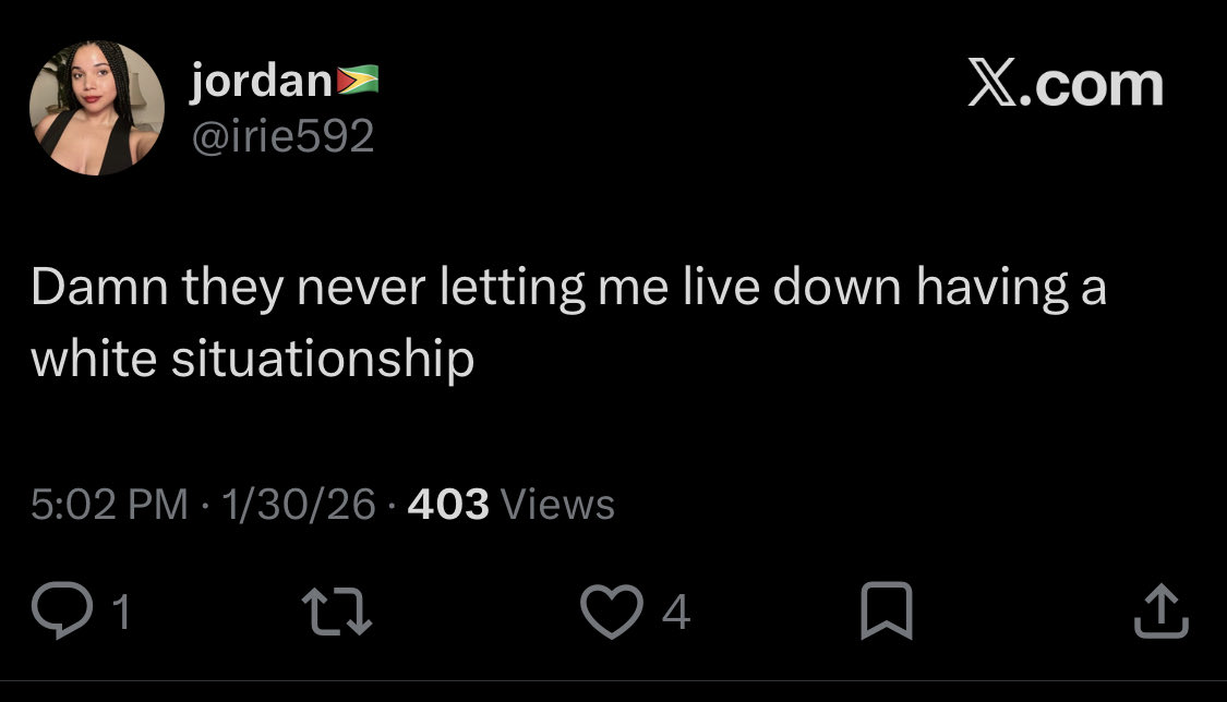 ItsOkToLaugh973's tweet photo. @irie592 You got way to many tweets about dating and fucking white men for you to make a joke like this…. Dating racist white men and calling yourself a white mans whore is racCOON behavior #SayNoToSwirlLove https://t.co/KJzEO3rWIp