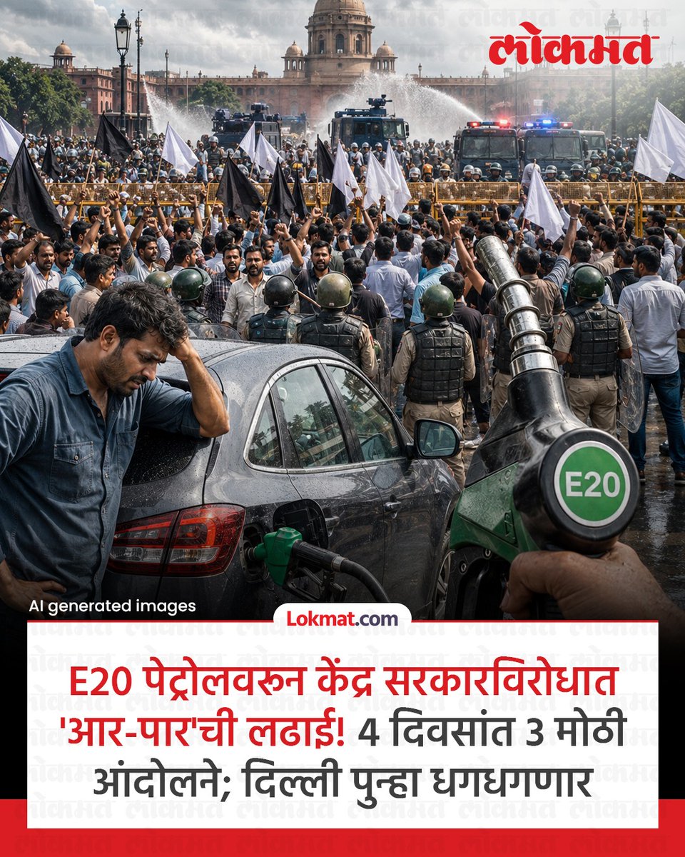 lokmat's tweet photo. मागील काही दिवसांपासून देशात E20 इंधनाविरोधात चर्चा सुरू आहे. भारताच्या अनिवार्य E20 पेट्रोल धोरणाविरोधातील आंदोलने आता एका मोठ्या जनआंदोलनाचे स्वरूप घेत आहेत. सामाजिक कार्यकर्ते, राजकीय पक्ष आणि वाहतूक संघटना यांच्या सहभागाने, ३१ जुलै ते ४ ऑगस्ट या पुढील चार दिवसांत दिल्लीत तीन मोठी आंदोलने होणार आहेत.

सविस्तर बातमी https://t.co/WYmm6YmDcg

Protests against India's mandatory E20 petrol policy are escalating into a major public movement. With social activists, political parties, and transport unions participating, Delhi will witness three major protests from July 31 to August 4, 2024. Concerns include vehicle damage, reduced mileage, and increased maintenance costs due to E20 fuel.

#LokmatNews #MarathiNews #E20 #E20Petrol