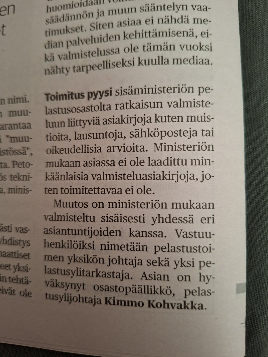 Korkki00's tweet photo. Ilkka-Pohjalainen 29.7.26. Pelastustoimen ensitiedotusjärjestelmän alasajosta. "Ministeriön mukaan asiassa ei ole laadittu minkäänlaisia valmisteluasiakirjoja." 
Käsi pystyyn kaikki yllättyneet! Miksi tämä valmistelu aina vaan jatkuu tällä tasolla??? https://t.co/rZOB6RxzNb
