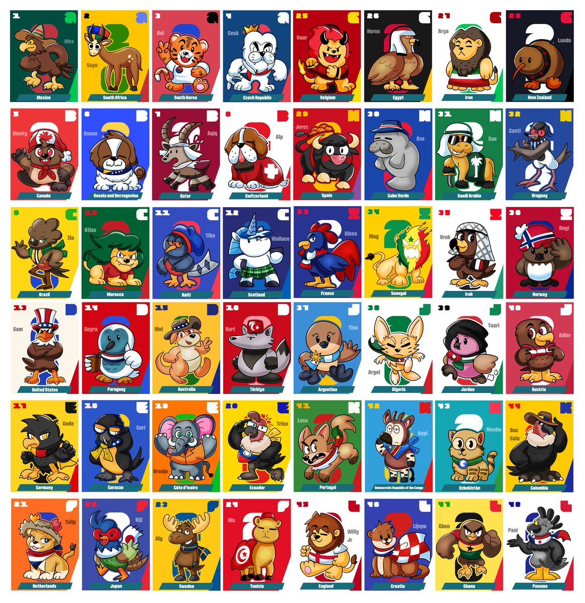 RevovT's tweet photo. Figuritas de las 48 mascotas del mundial 2026 en calidad completa para descargar 

link en hilo https://t.co/KdJiL2dYdA