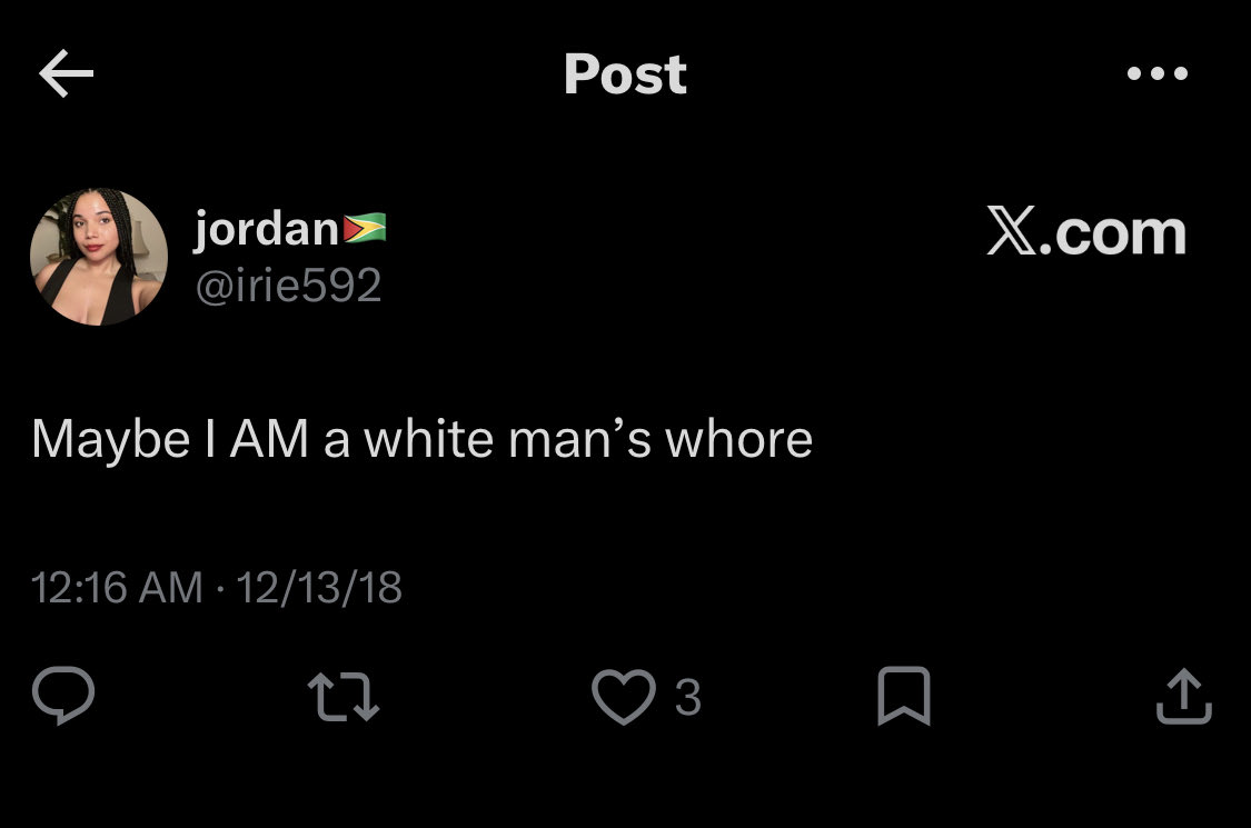 ItsOkToLaugh973's tweet photo. You called yourself a white mans whore. Not only that you was dating and fucking racist white men who was calling your hair nappy… you not qualified to make a joke like this #SayNoToSwirlLove https://t.co/reRghnO55d