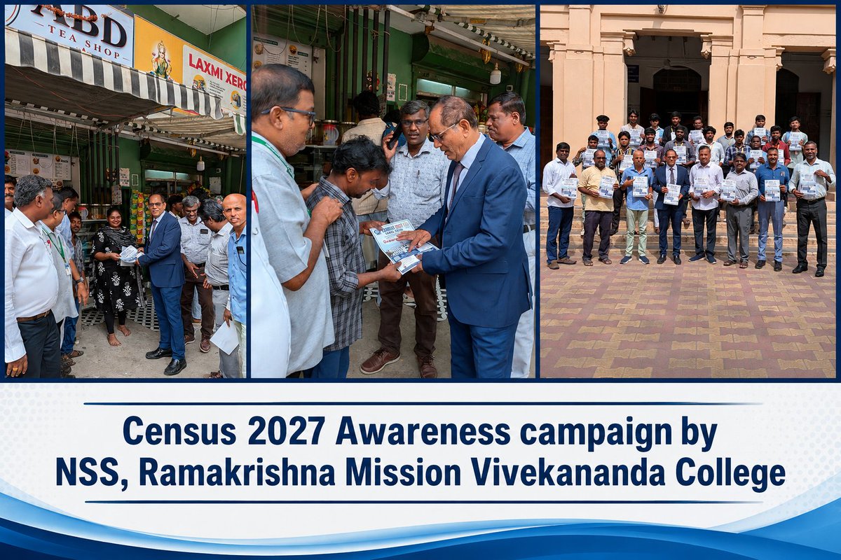 viveka1946's tweet photo. Census 2027 Awareness campaign by NSS, Ramakrishna Mission Vivekananda College

#rkmvc #nss #census2027 #awareness #chennai https://t.co/CWt5GIMEOK