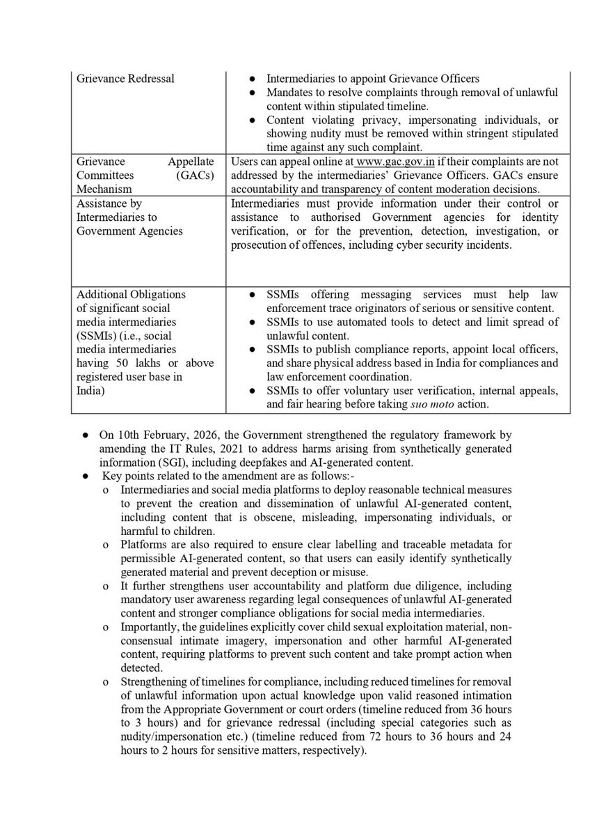 ManishTewari's tweet photo. Sharing the queries I put forth to the Ministry of Electronics and Information Technology including whether the government has examined the legal implications of applying the Information Technology Amendment 2026 rules on Artificial Intelligence, including generative AI services and their details. 

Read to know the questions and the answers received from the Ministry.