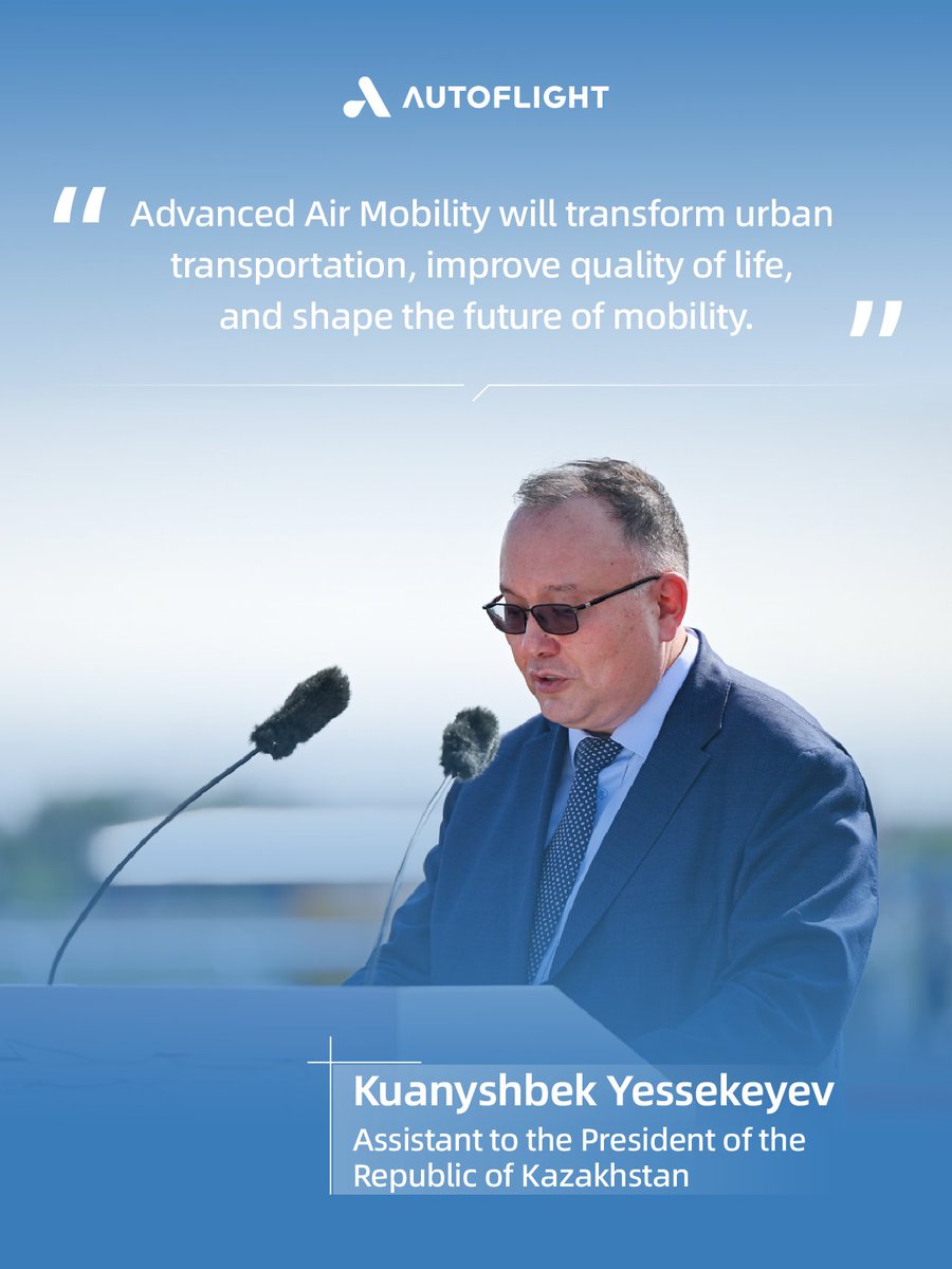 AutoFlight_'s tweet photo. 🌎 Three leaders. One shared vision.✨

At AutoFlight's first Air Taxi demonstration flight in Astana, leaders from government, industry and AutoFlight shared: the future of Advanced Air Mobility is here today. 🤝

#AutoFlight #AdvancedAirMobility #AAM #eVTOL #FutureOfMobility https://t.co/xRdxRkpr1q