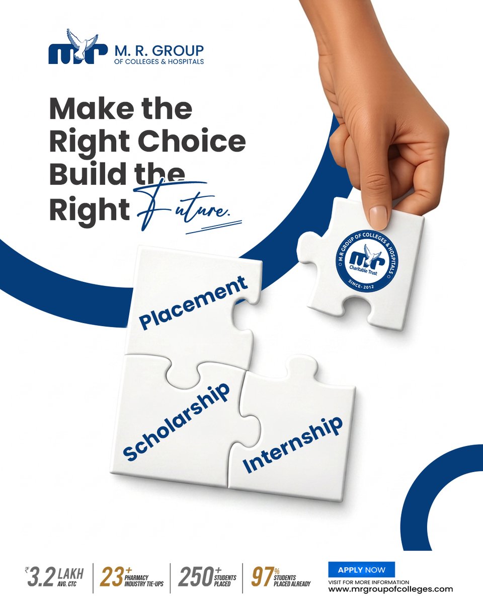 MRColleges's tweet photo. A successful pharmacy career starts with the right education. At M. R Group you'll gain the knowledge, practical skills &amp; industry exposure needed to thrive in healthcare sector.

✅Placement Support
✅Scholarship Opportunities
✅Modern Laboratories
✅Library
✅Hostel
✅Cafeteria https://t.co/U2wVMtzKdV