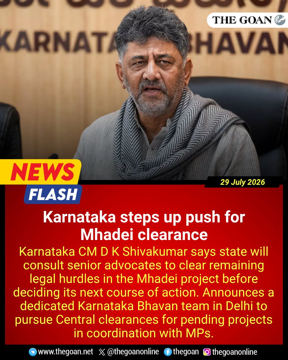 thegoanonline's tweet photo. #Karnataka steps up push for #Mhadei clearance
#Goa #BreakingNews #MhadeiRiverDispute @goacm @DrPramodPSawant https://t.co/g2pe4aF02M