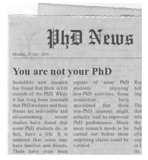 ithinkwellHugh's tweet photo. It's easy to forget but you are not your PhD. If PhD is having a bad day that does not mean you are a bad person. You are more than your PhD.
#PhDforum #EMCRforum #gradschool https://t.co/Nl8QRQlsRk