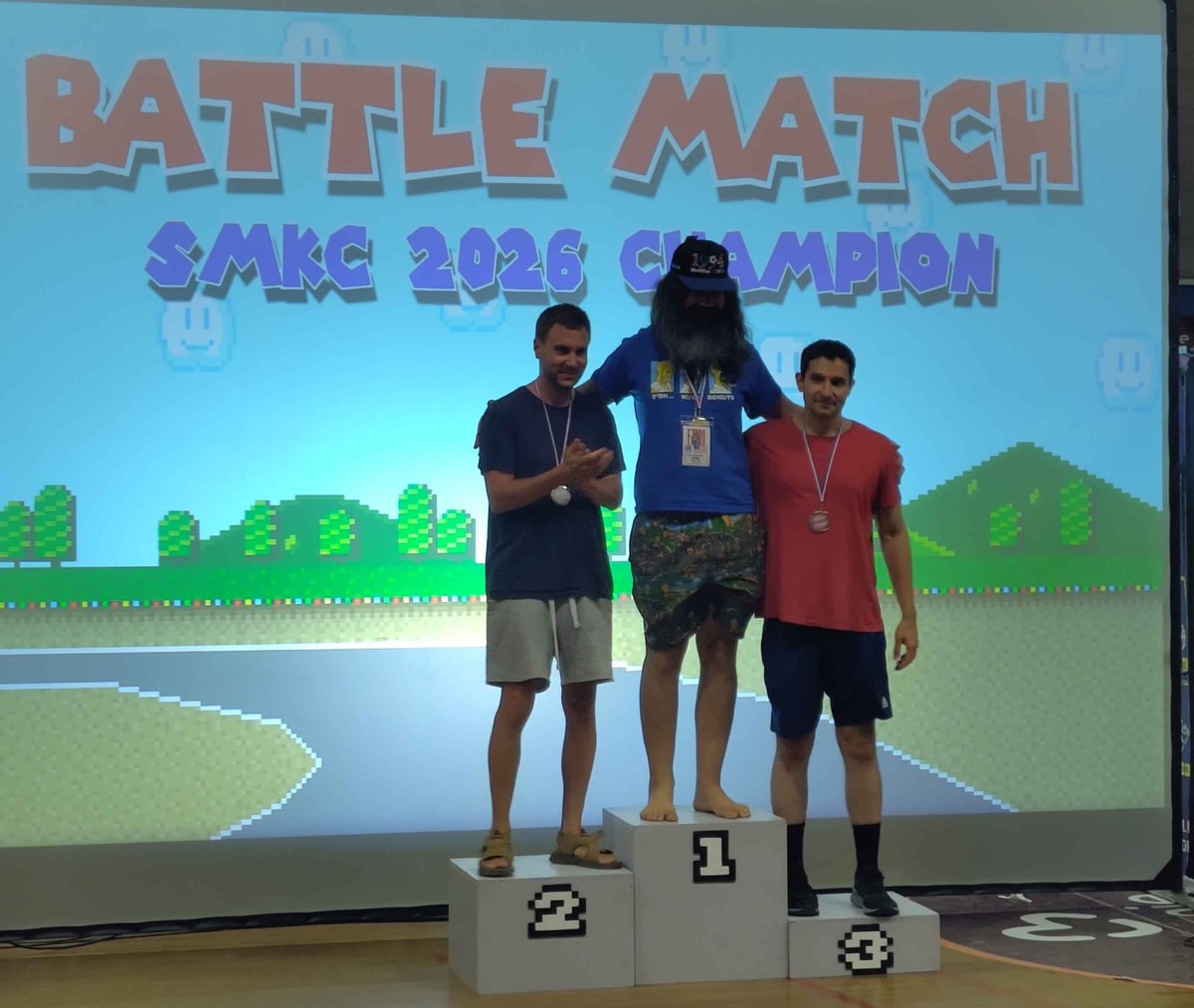 SamiCetinSMK's tweet photo. The Super Mario Kart #SNES PAL Version Championships 2026 #SMKC26 in France 🇫🇷
Battle Mode Podium:
🥇 Drew Blumfield @supermariokartD 🇺🇸
🥈 Geo Label 🇨🇵 
🥉 Sami Cetin @SamiCetinSMK 🇬🇧
See you all today for Match Race! https://t.co/LZzEMT4X2g