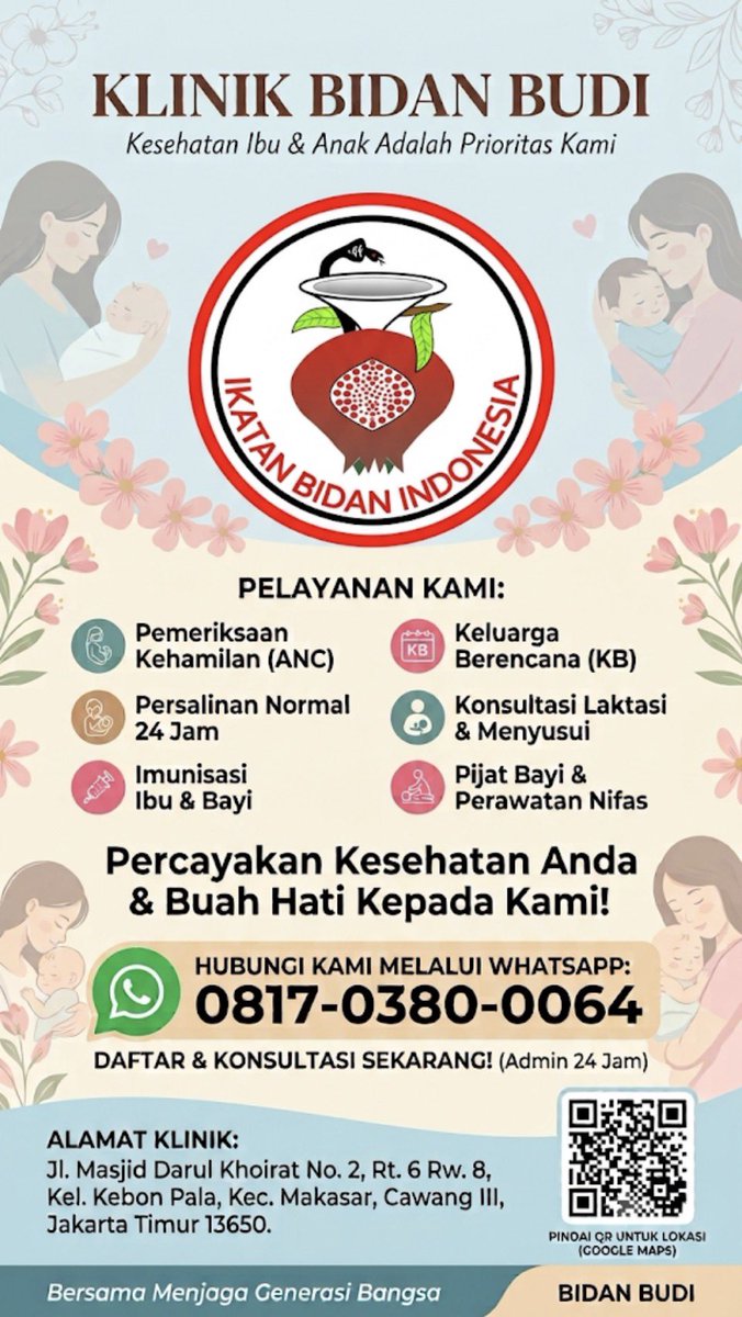 denishza85's tweet photo. Silahkan yang ingin konsultasi atau memeriksakan kehamilannya di Klinik Bidan Budi saja. Info lanjut bisa langsung chat WhatsApp ke nomor yang ada di gambar. ( Admin Klinik : https://t.co/xYUgSDiF0j ) https://t.co/ZwqAWmpYzn