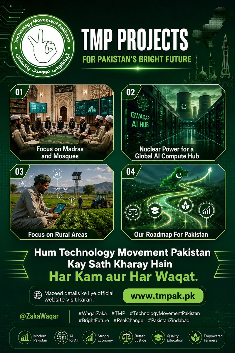 MqbeKhan's tweet photo. WE STAND WITH TECHNOLOGY MOVEMENT PAKISTAN
@ZakaWaqar
#WaqarZaka #TMP #TechnologyMovementPakistan #Pakistan #Innovation #AI #FutureOfPakistan #DigitalPakistan #TechForPakistan #RealChange https://t.co/Xf5IEb16SI
