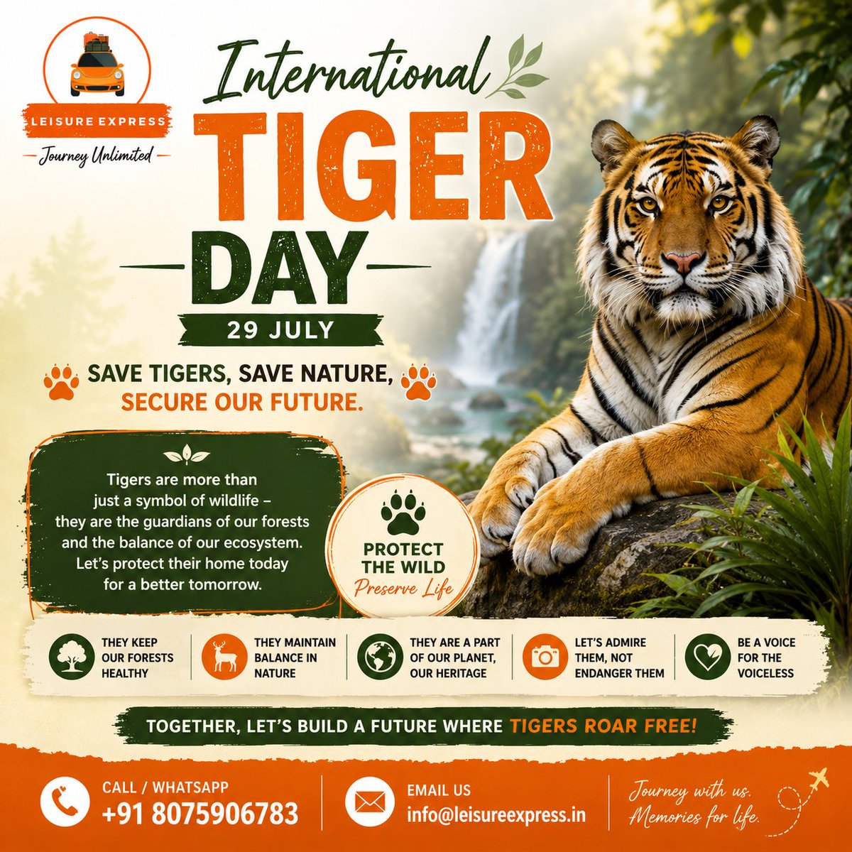 ExpressLeisure's tweet photo. #InternationalTigerDay #TigerDay #SaveTigers #ProtectTigers #TigerConservation #SaveWildlife #WildlifeConservation #ProtectNature #NatureConservation #BengalTiger #BigCats #WildlifePhotography #EcoTourism #NatureLovers #EarthMatters #Conservation #GoWild #ExploreNature https://t.co/kZ2hMtHMsl