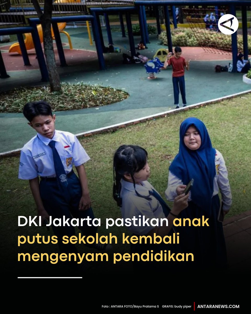 antaranews's tweet photo. Melalui program "Sekolah Kembali", Pemerintah Provinsi (Pemprov) DKI Jakarta membuka kesempatan bagi ATS untuk kembali mengikuti pendidikan, baik melalui jalur formal maupun nonformal.

Baca selengkapnya
https://t.co/DCahK6Qopl https://t.co/eW44smVxl7