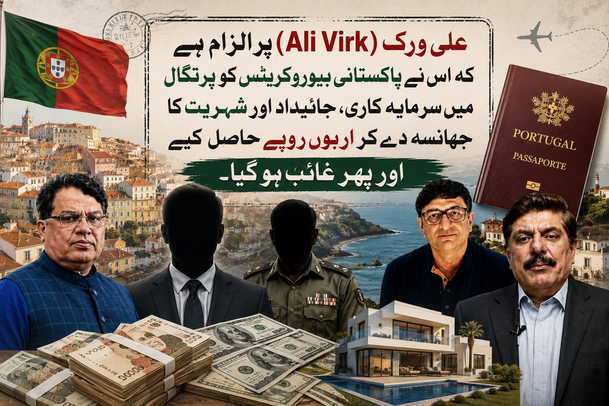 Hashhhi4's tweet photo. مبینہ طور پر علی ورک (Ali Virk) نے پاکستانی بیوروکریٹس کو پرتگال میں سرمایہ کاری، پاسپورٹ اور محفوظ مستقبل کا خواب دکھایا، اور پھر اربوں روپے لے کر بیرونِ ملک فرار ہو گیا-
#AliVirk #Portugal #Scam #Pakistan #Investigation
https://t.co/TsogCprV28 https://t.co/WB8Wng09Vo
