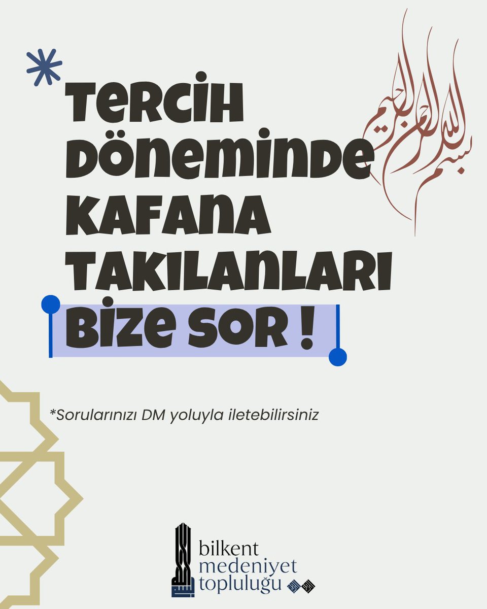BilkentMET's tweet photo. Bilkent medeniyet topluluğu olarak tercih döneminde yanınızdayız. Aklınıza takılan soruları bize sorabilirsiniz. 

Resmi tanıtım için Bilkenti ziyaret etmeyi unutmayın! https://t.co/A11AQxXrJr