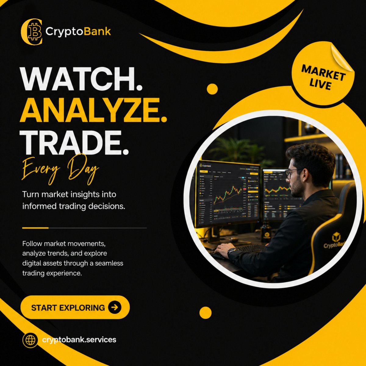 ServicessCrypto's tweet photo. Every trade begins with understanding the market.

Watch the movement, analyze the trends, and trade with confidence.

#CryptoBank #CryptoExchange #CryptoTrading https://t.co/sZW328dobv